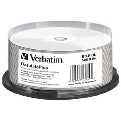 Verbatim Verbatim - 43749 - BD-R Dual Layer - 6x - 50 Go - Pack Spindle