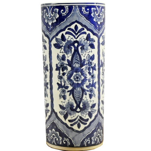 Blue and White Rope Ceramic Umbrella Stand / Walking Stick Stand 1