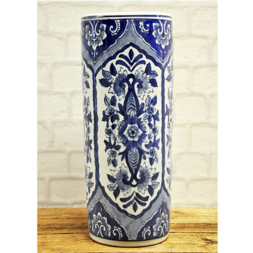 Blue and White Rope Ceramic Umbrella Stand / Walking Stick Stand
