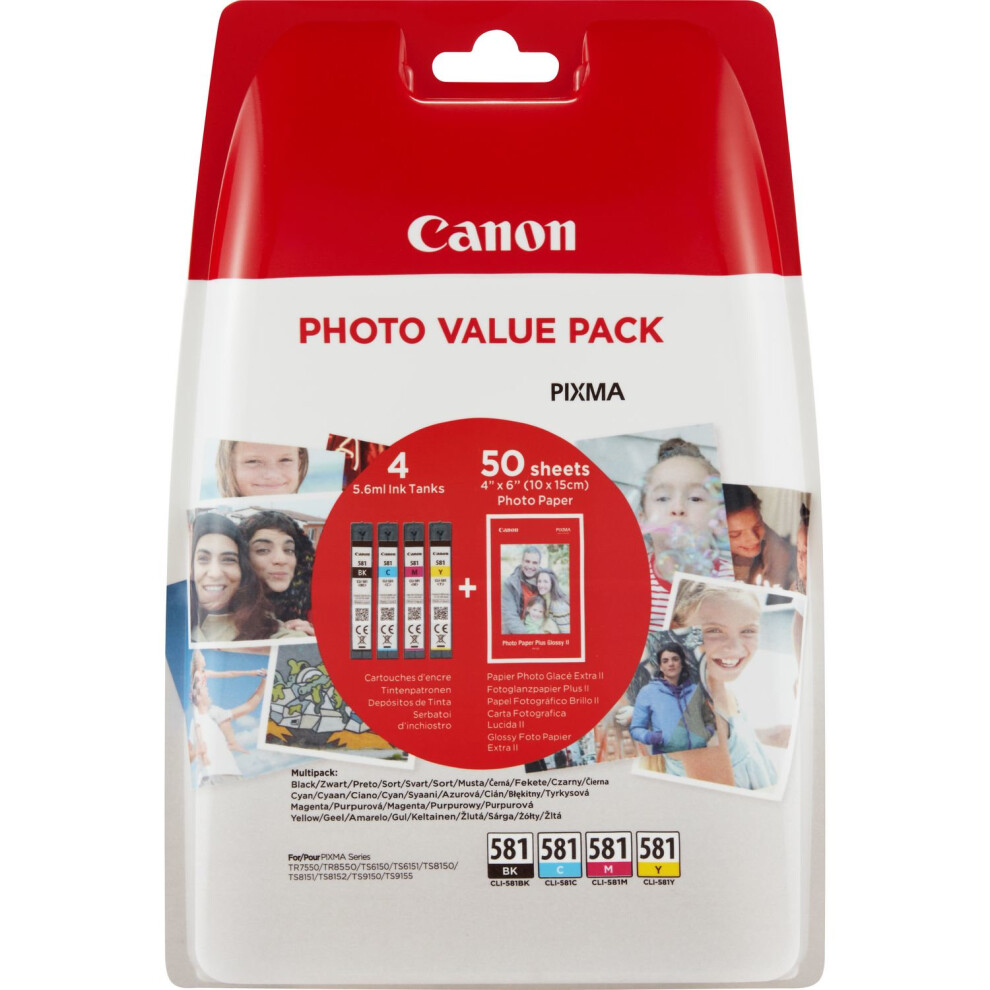 Canon Cli-581 Multipack 5.6Ml 5.6Ml Black, Cyan, Magenta, Yellow... Blue,Pink,Black