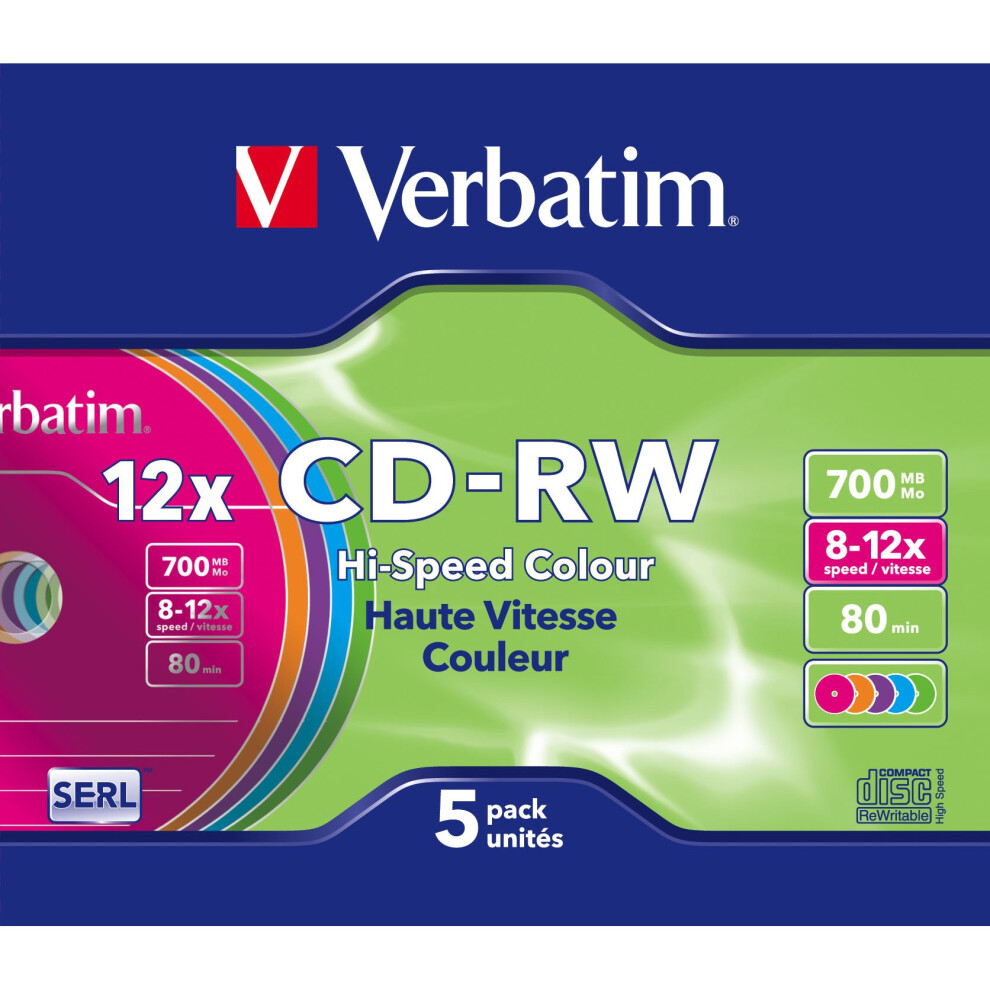 Verbatim CD-RW Colour 12x CD-RW 700MB 5pc(s)