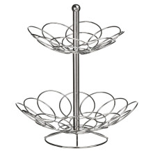 PF-0509790: Sturdy 2-Tier Chrome Fruit Basket with Dual-Tier Design - Stylish Kitchen Countertop Organizer
