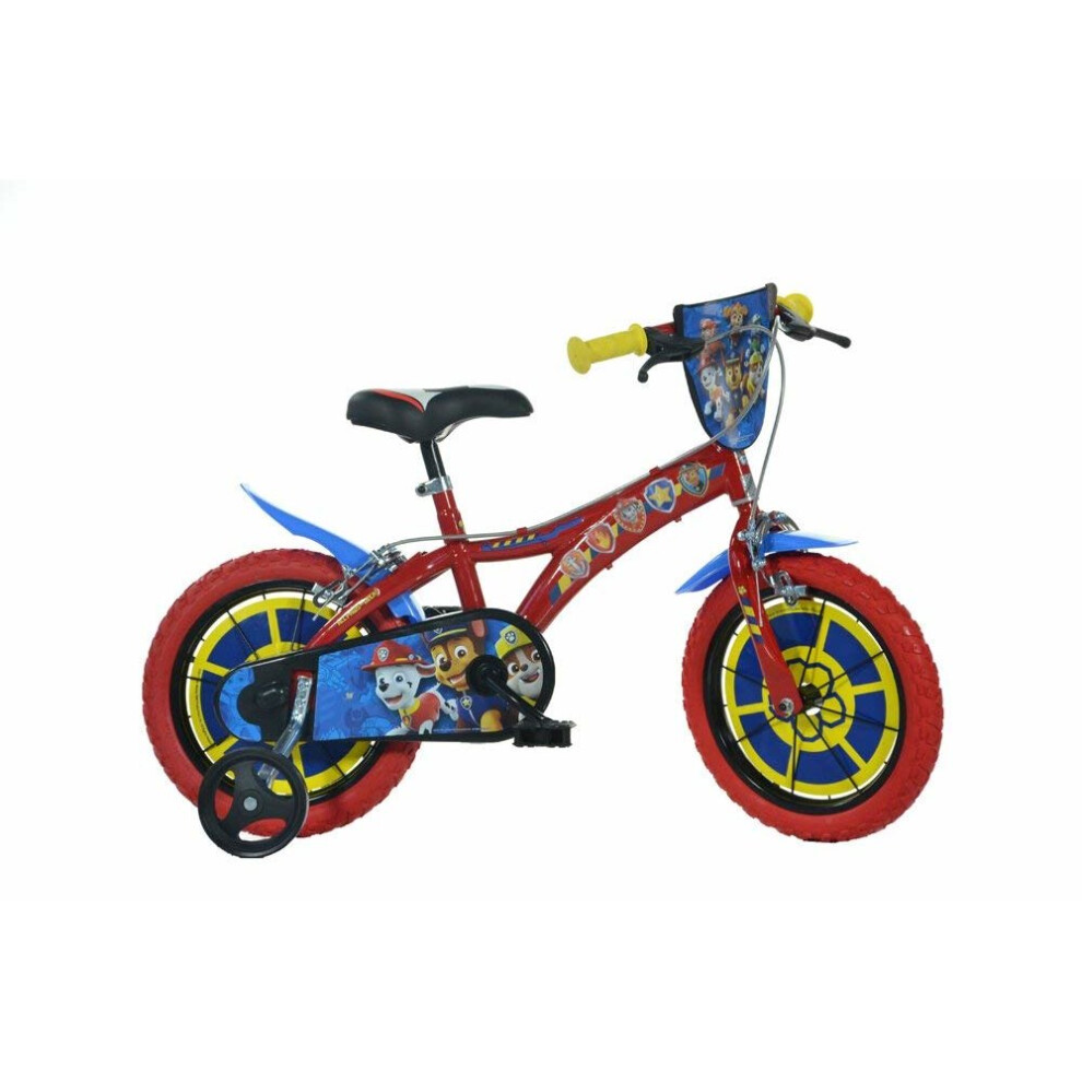 (14" Wheel) Dino Paw Patrol Kids Bike with Stabilisers