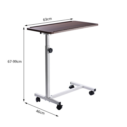 Homcom HOMCOM C-Shaped Mobile End Table Nightstand with Casters Brake Walnut 1