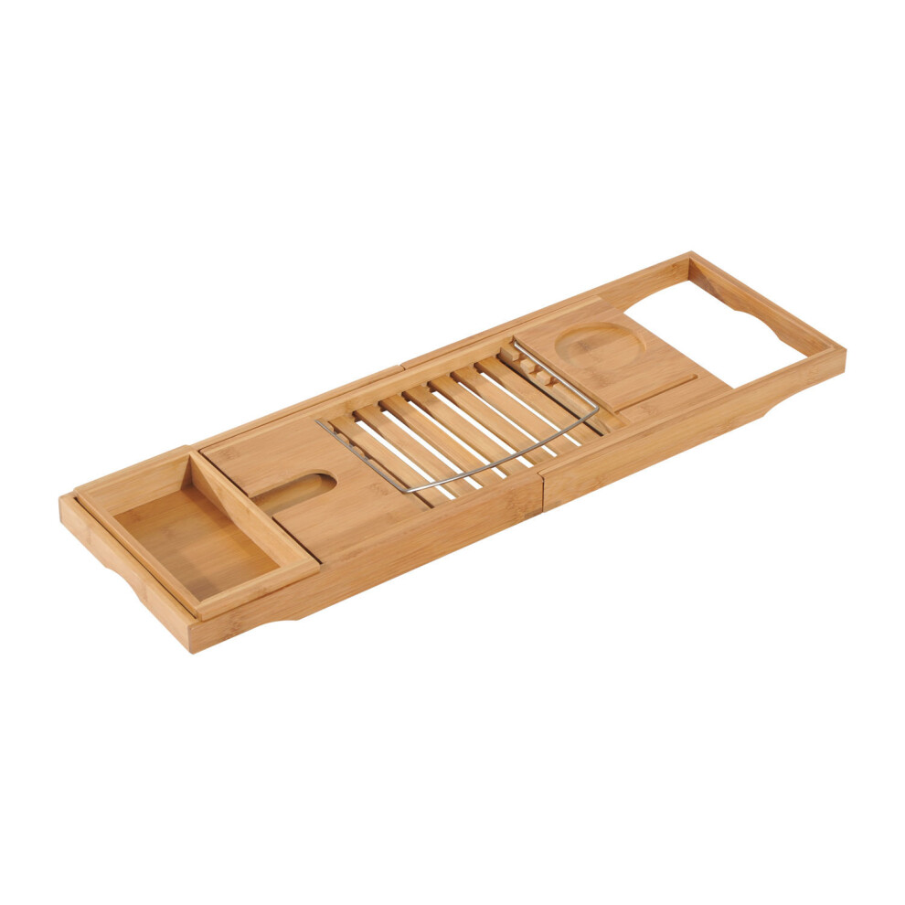 Homcom Extendable Bamboo Bath Rack | Wooden Bath Caddy