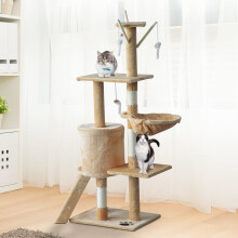 PawHut Beige 5-Tier Cat Tree House | Large Cat Activity Centre