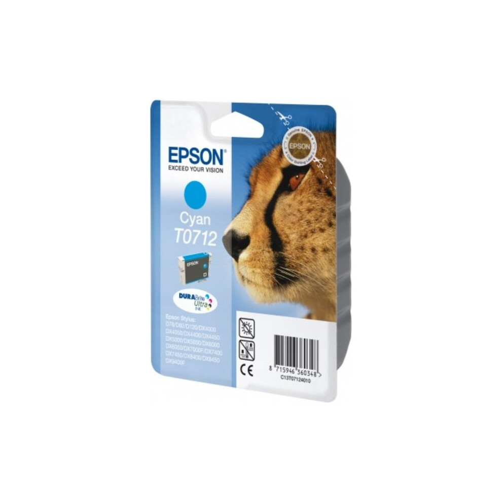 Epson C13t07124022 (T0712) Ink Cartridge Cyan, 345 Pages, 6Ml