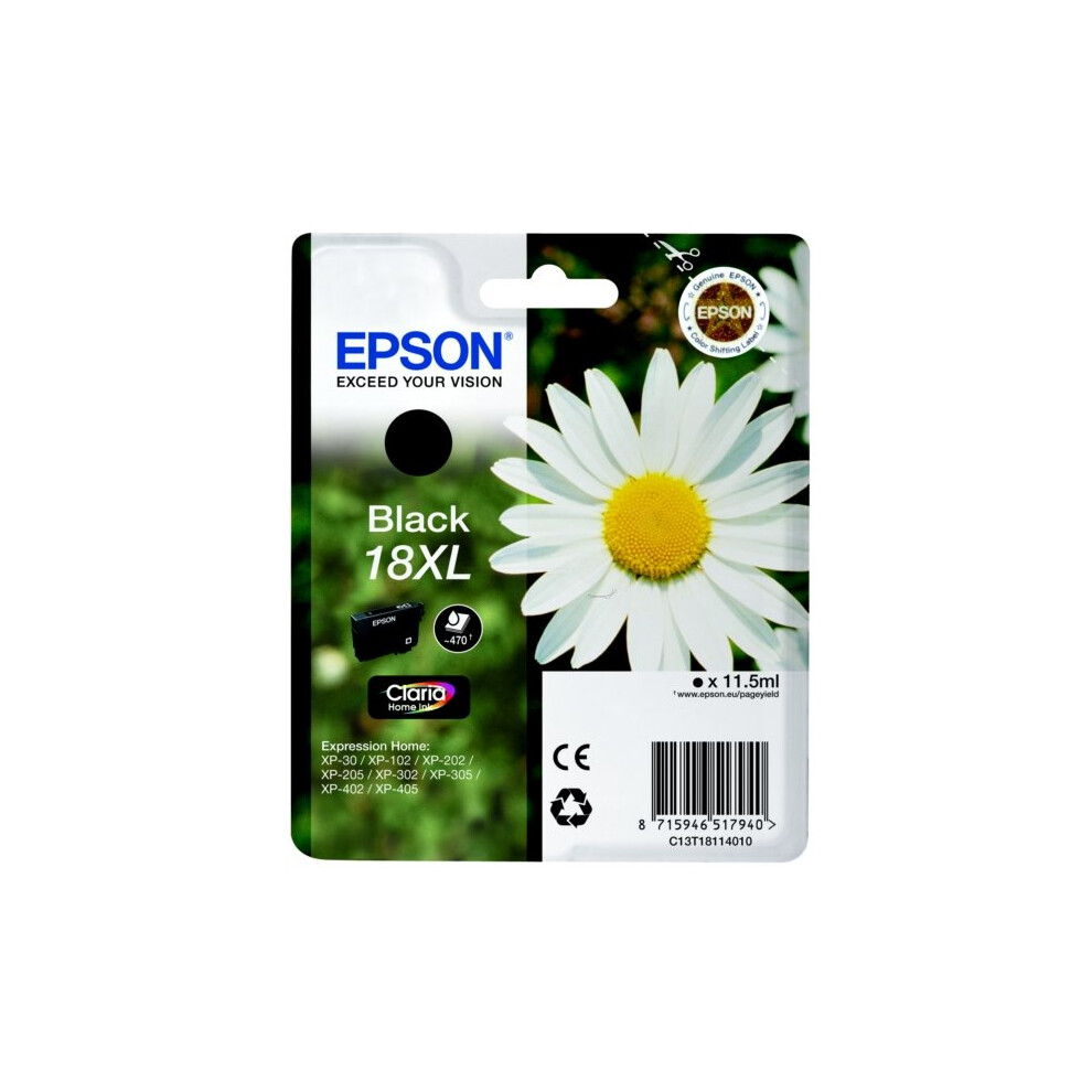 Epson C13T18114022 (18XL) Ink cartridge black, 470 pages, 12ml
