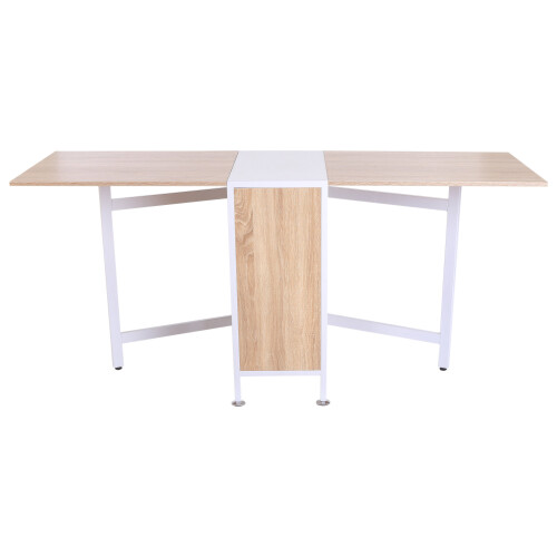 Homcom Homcom Foldable Dining Table - Oak & White | Folding Computer Desk 1