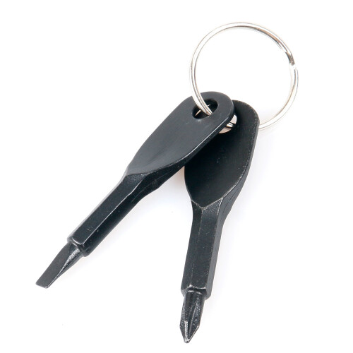 TRIXES Black Screwdriver Keyring Phillips and Flathead Tool