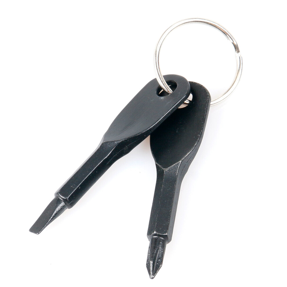 TRIXES Black Screwdriver Keyring Phillips and Flathead Tool