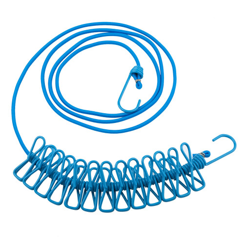TRIXES Blue Long Compact Flexible 12 Peg Travel Washing Line