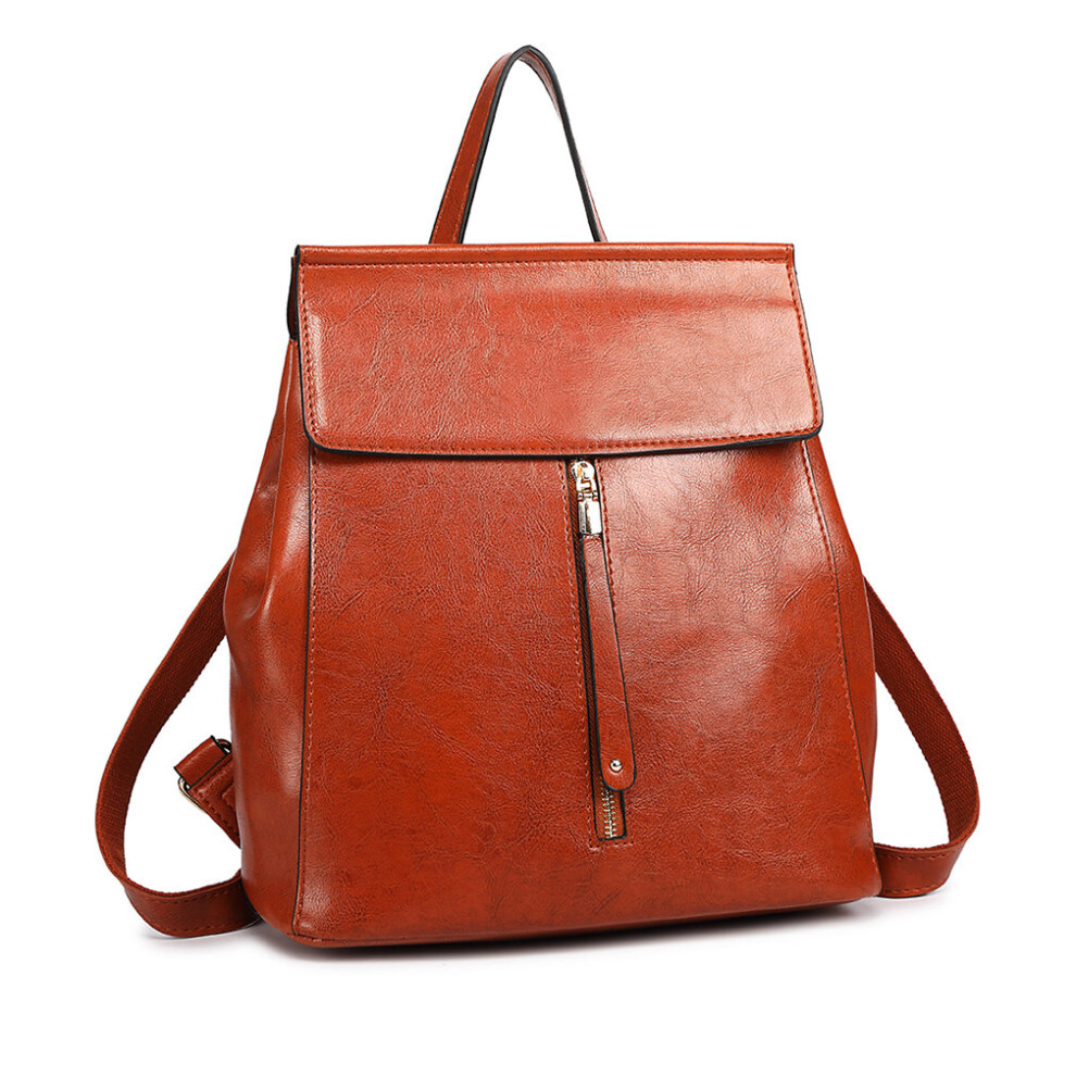 (Brown 6833) Faux Leather Women's Fashion Backpack