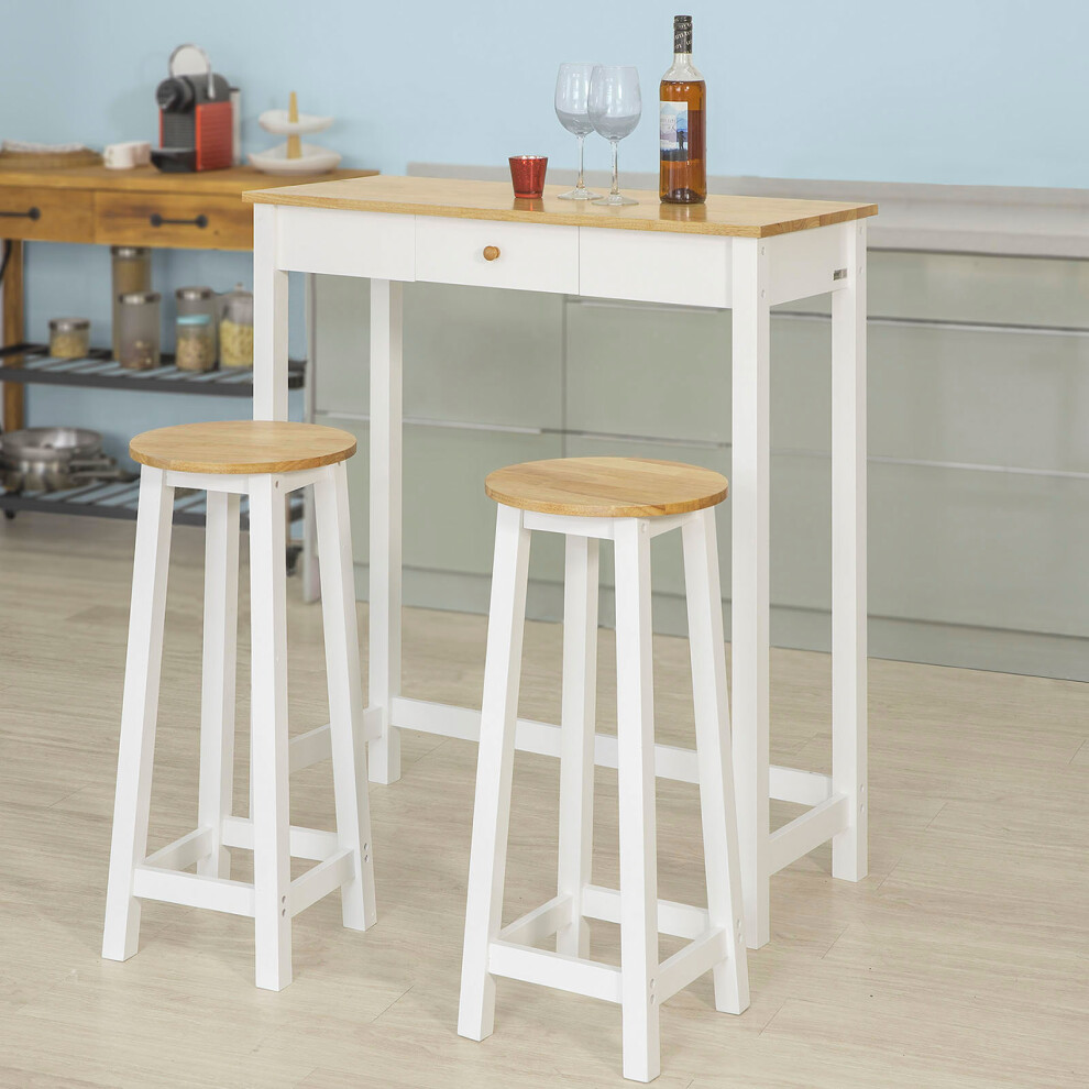 SoBuy® FWT50-WN, 3 Pieces Bar Set--1 Bar Table and 2 Stools, Kitchen Breakfast Bar Set Dining Set