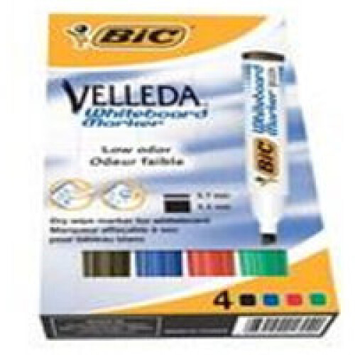 BIC BIC Velleda Whiteboard Marker 1751 Chisel tip Black,Blue,Green,Red...