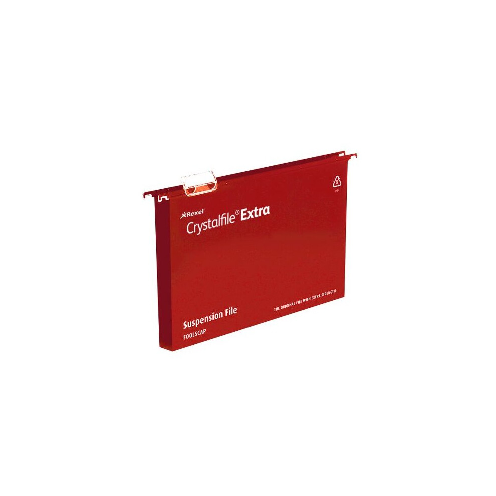 Rexel Crystalfile Extra Foolscap Suspension File 30mm Red (25)