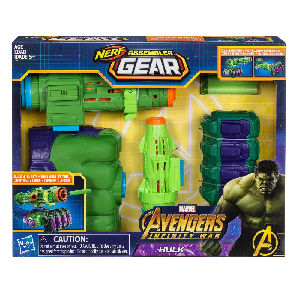 Hasbro Nerf Assembler Marvel Avengers Infinity War Hulk Fist Blaster Gun Toy Green