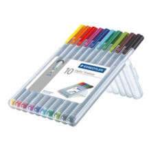 Filzstifte - Staedtler - triplus fineliner 334 - Hartetui mit 10 Filzstiften - Verschiedene Farben