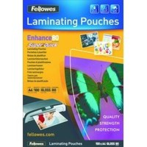 Fellowes Fellowes SuperQuick A4 Glossy 80 Micron Laminating Pouch