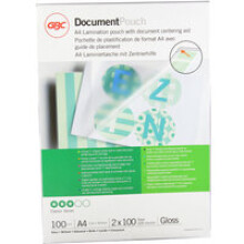 GBC Document Laminating Pouches A4 2x100 Micron Gloss (100)