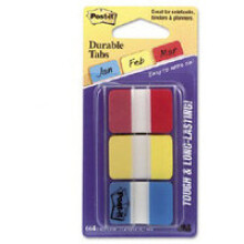Post-It Tabs, 1 inch Solid, Red, Yellow, Blue, 22 Tabs/Color,...