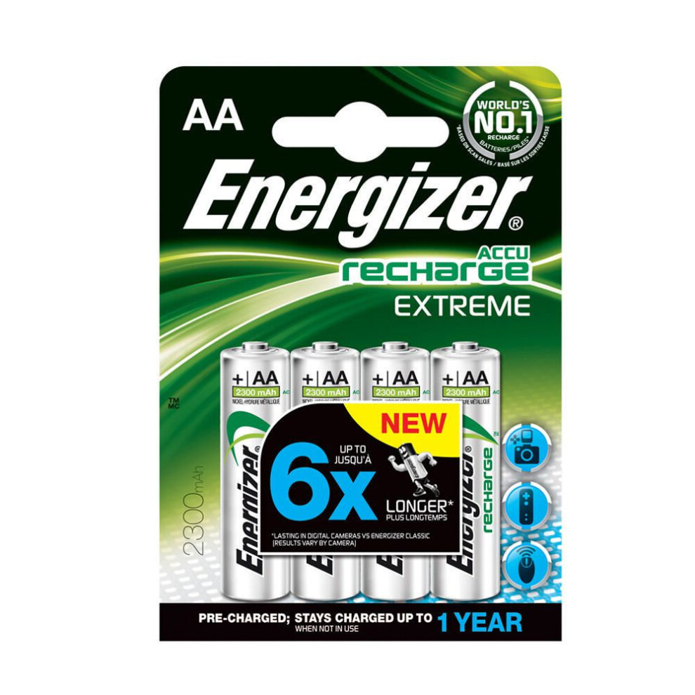 Energizer Aa Rechargeable Extreme Batteries 2300Mah Pack Of 4