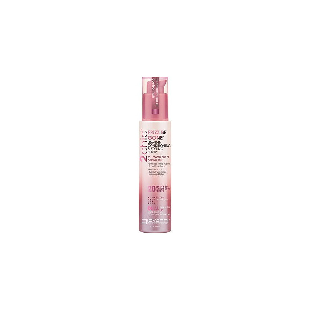 Giovanni 2chic Frizz Be Gone Shea Butter  Sweet Almond Oil Leave-In Conditioner and Styling Elixir, 4 Ounce