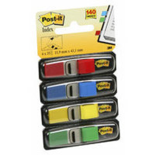 Post-it Index Flags Small with Dispensers Assorted Colours Pack of 140 Flags