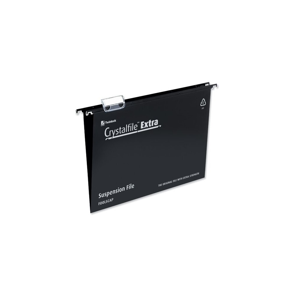 Rexel Crystalfile Extra Foolscap Suspension File 15mm Black (25)