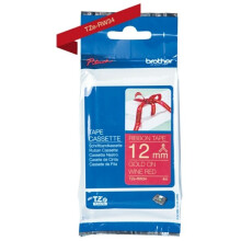 Nastro TZE-RW34 - BROTHER - Oro su Bordeaux 12mm - Compatibile con PT-D600, PT-H110