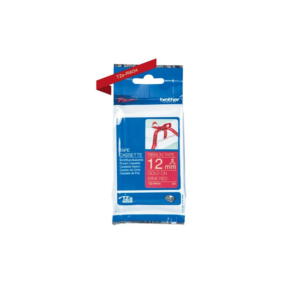 Brother Tze-Rw34 P-Touch Ribbon, 12Mm X 4M