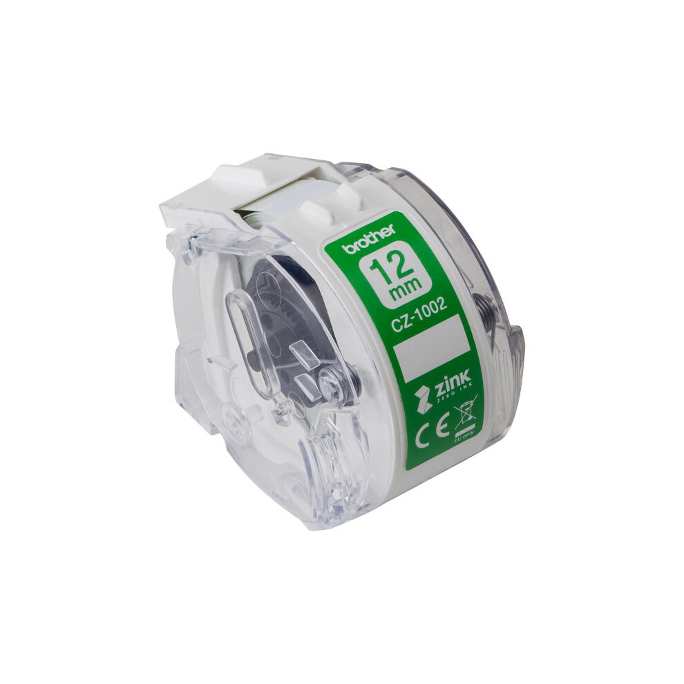 Brother CZ-1002 White on green CZ label-making tape