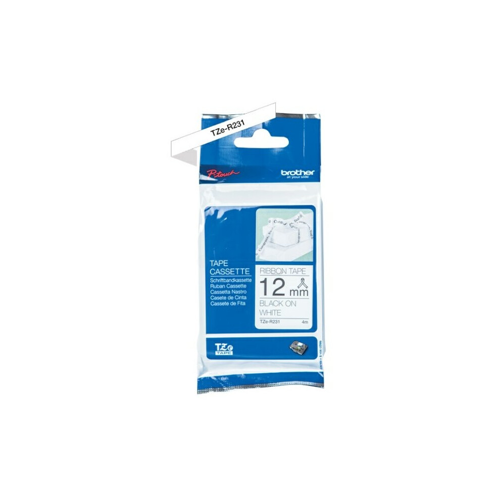 Brother TZE-R231 P-Touch Ribbon, 12mm x 4m