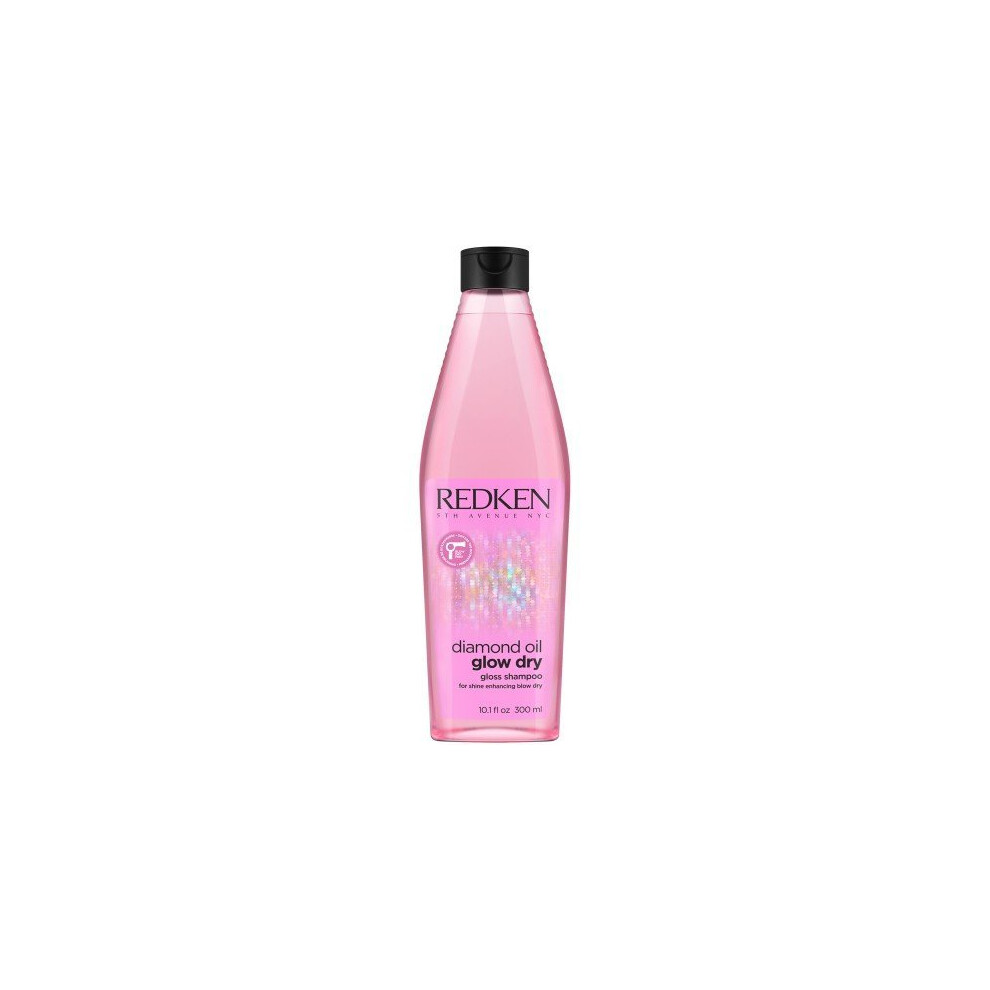 Redken Diamond Oil Glow Dry Gloss Shampoo - High-shine, moisture-rich formula for all hair types; color-safe and ideal prep for blowouts (10.1 oz)