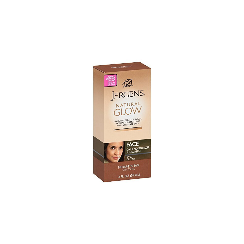 Jergens Natural Glow Daily Facial Moisturizer SPF 20, Medium To Tan Skin Tones 2 oz (Pack of 3)