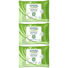 Simple Exfoliating Facial Wipes 25 Count (Pack of 3)