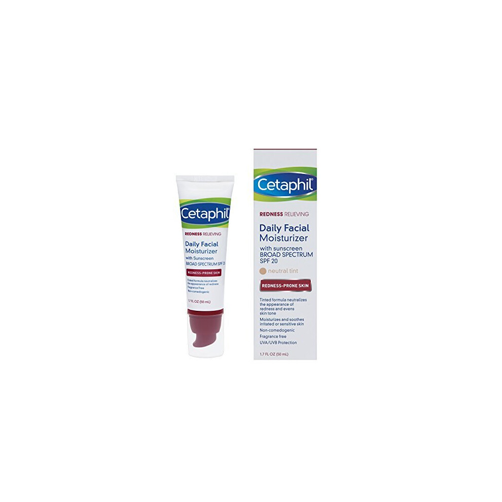 CETAPHIL Redness Relieving Daily Facial Moisturizer SPF 20  1.7 fl oz  Broad spectrum Sunscreen  Neutral Tint  For Redness-Prone Skin