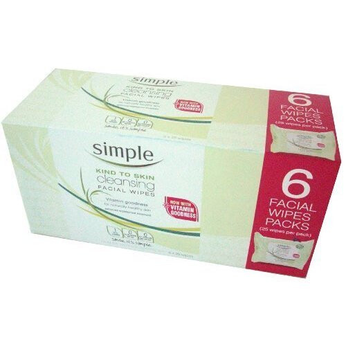 Simple Cleansing Facial Wipes (Boxed 6 packs x 25 wipes) Total 150 Wipes on OnBuy