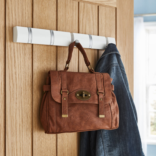 Direct Online Houseware 5pc Concealed Coat Hook Board | White Folding Hook Rack 2