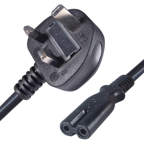 Connekt Gear 2M UK plug to 2 pin C7 (Figure 8) Mains Power Cable Black
