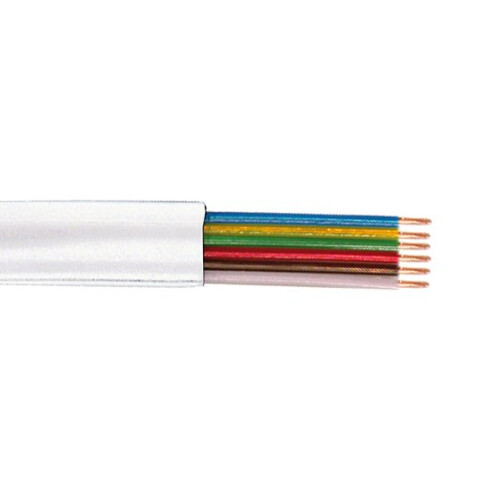 FDL 6 CORE FLAT MODULAR TELEPHONE CABLE - 100M / WHITE