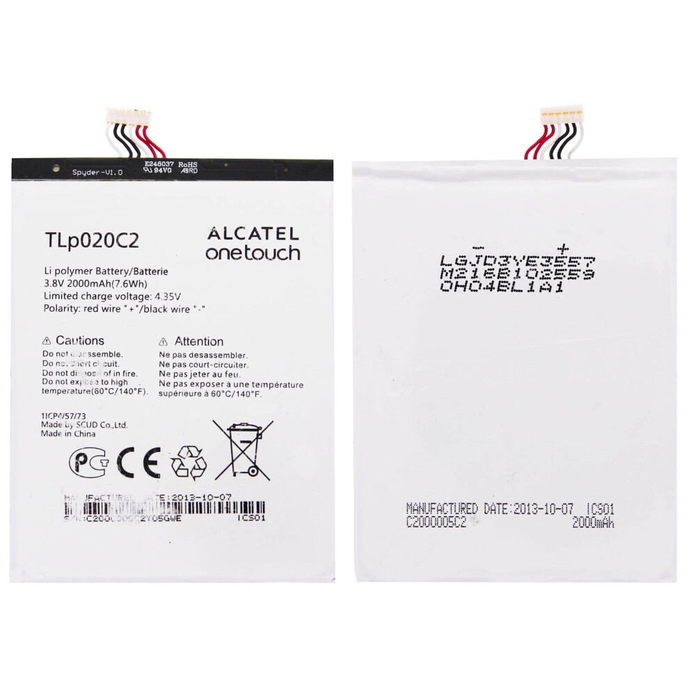 Battery for Alcatel One Touch Idol X Tlp020C2 2000 mAh Replacement Battery