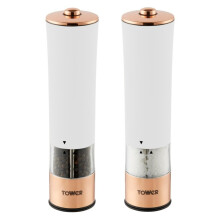 (White) Tower T847003RB Electric Salt & Pepper Mill Set - Rose Gold