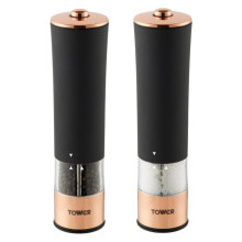 (Black) Tower T847003RB Electric Salt & Pepper Mill Set - Rose Gold