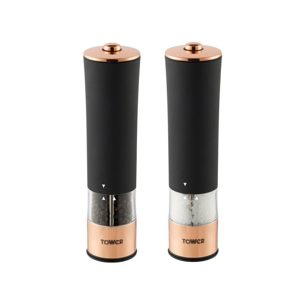 (Black) Tower T847003RB Electric Salt & Pepper Mill Set - Rose Gold