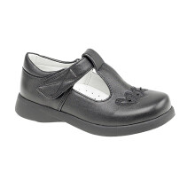 (10 UK Child) Boulevard Girls Touch T Bar Matt Black
