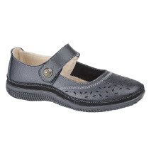 (5 UK) Boulevard Womens Touch Fastening Wide Bar Shoe Black