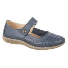 (7 UK) Boulevard Womens Touch Fastening Wide Bar Shoe Navy