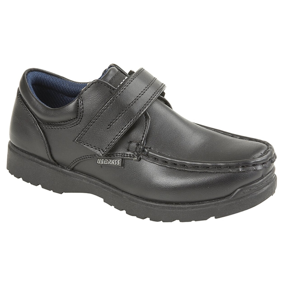 (5 UK Child) US Brass Boys Touch Fastening Shoe Black