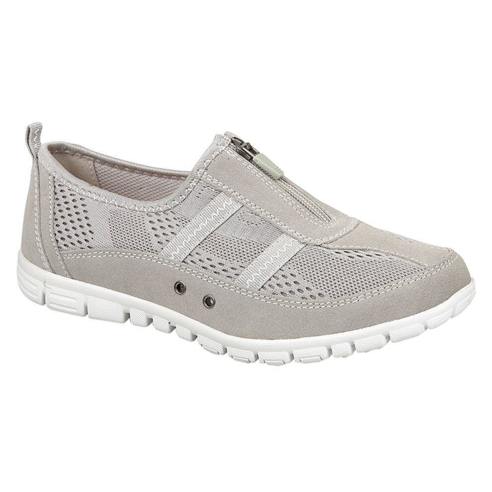 (6 UK) Boulevard Womens Zip Trainer Grey